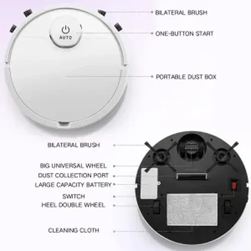 3-in-1 Large Automatic Robot Vacuum Cleaner with Self-Charging Feature