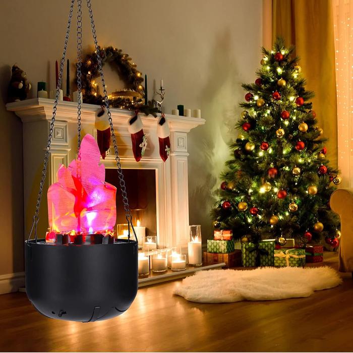 Battery Operated Fake Fire Lamp, 3D Artificial Fire Flames 4 in 1 Campfire Realistic Effect, Flame Bowl Hanging Flame Light