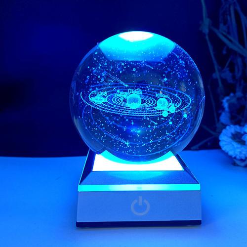 3D Crystal Moon Lamp with Galaxy and Astronaut