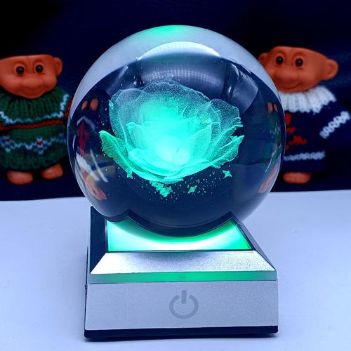 3D Crystal Moon Lamp with Galaxy and Astronaut