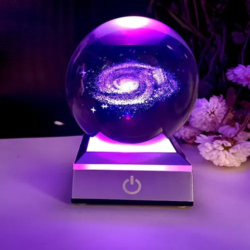 3D Crystal Moon Lamp with Galaxy and Astronaut