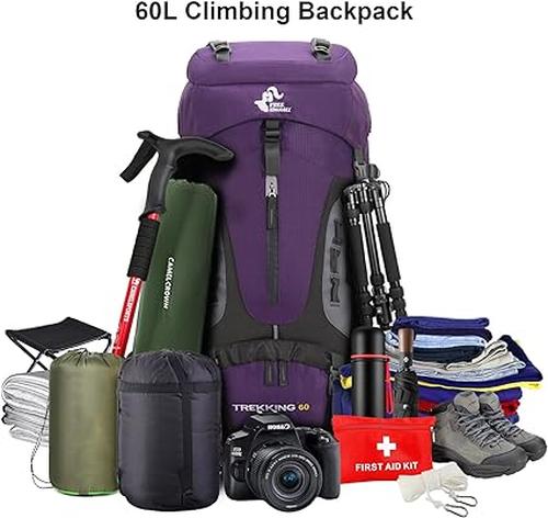 60L Large Camping Backpack Travel Bag Men'S Women Luggage Hiking Shoulder Bags Outdoor Climbing