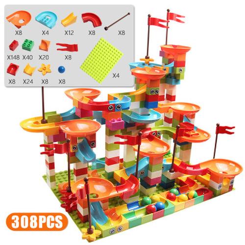 74-296 Pcs Marble Maze Ball Track Building Duplo Blocks