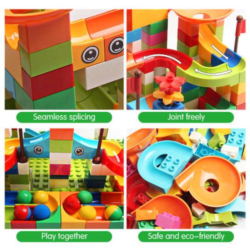 74-296 Pcs Marble Maze Ball Track Building Duplo Blocks