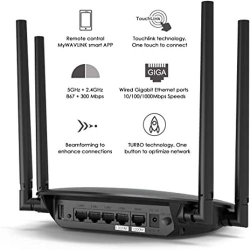 Ac1200 Smart Wifi Router Dual Band Gigabit Wireless 1200Mbps Internet Router