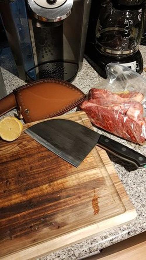 Chef's Cleaver for Meat Cutting, Hand-forged Stainless Steel photo review