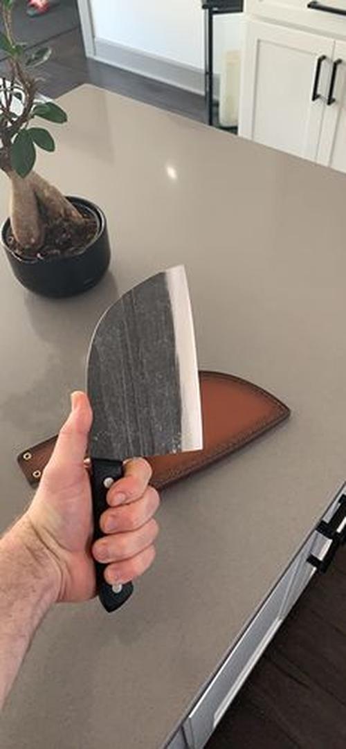 Chef's Cleaver for Meat Cutting, Hand-forged Stainless Steel photo review