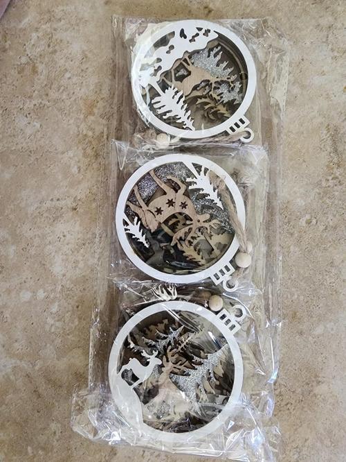 Christmas Tree Ornaments Set with Glitter Reindeer and Gift Tags photo review