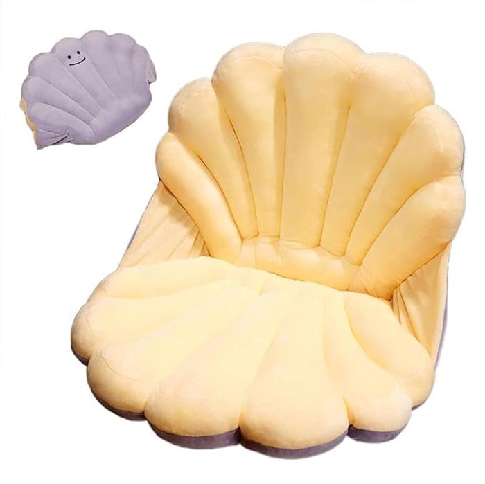 Shell Shaped Seat Cushion with Backrest, Cute Gaming Chair Cushion, Openable Shell Pillow, Ocean Theme Seashell Home Decor