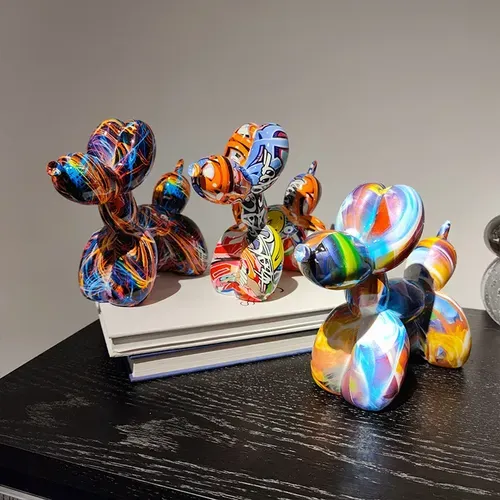 Colorful Resin Balloon Dog Figurines for Home Decor