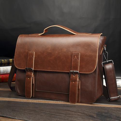 Crazy Horse Leather Backpack, Men'S Casual Shoulder Bag