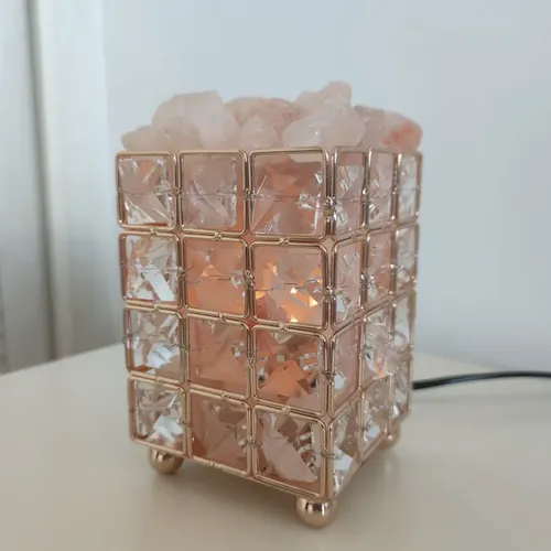 Crystal Cube Table Lamp with USB Charging