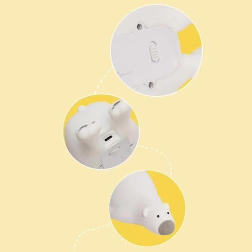 Cute Bear Silicone Night Light with 3 Levels of Atmosphere for Children's Bedroom Bedside Decor