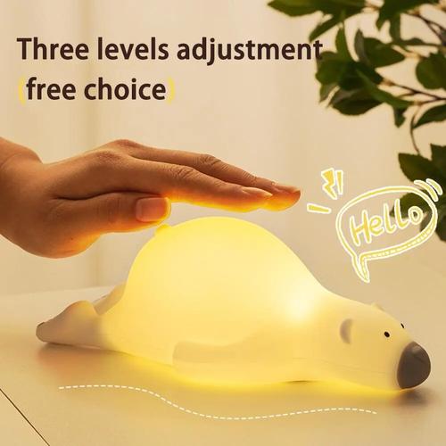 Cute Bear Silicone Night Light with 3 Levels of Atmosphere for Children's Bedroom Bedside Decor