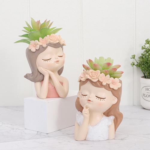 Cute Girl Succulent Cactus Flower Pots for Home Decor