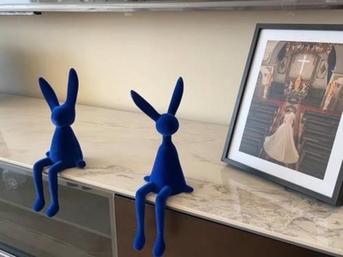 Cute Rabbit Resin Sculpture Figurines for Home Decoration photo review