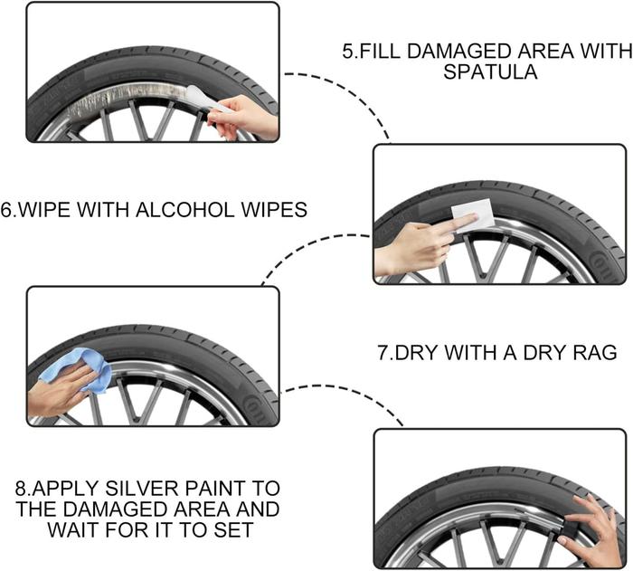 Diy Alloy Wheel Repair Kit - Rim Scrapes Scratches Remover