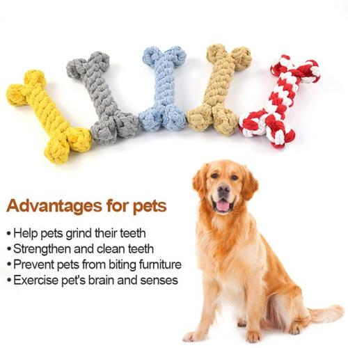 Dog Toys for Small &amp; Large Dogs, Chew Resistant Cotton Bone Shape Puppy Teething Toy