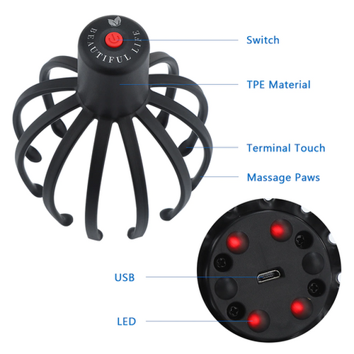 Electric Octopus Claw Scalp Massager Therapeutic Head Scratcher