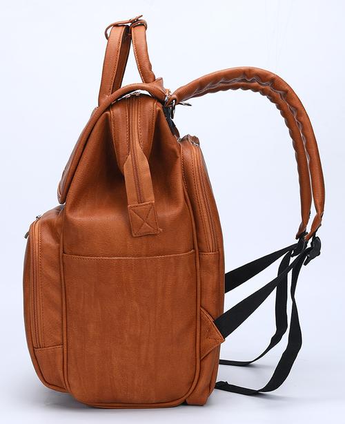 Elegant Leather Diaper Bag Backpack - Vegan &amp; Full Grain Leather