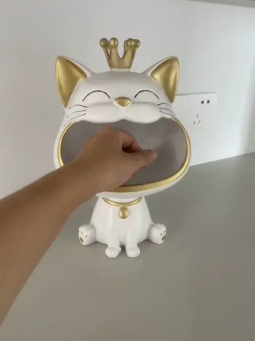 Fortune Cat Sculpture Key Holder with Storage Tray for Home Decoration photo review