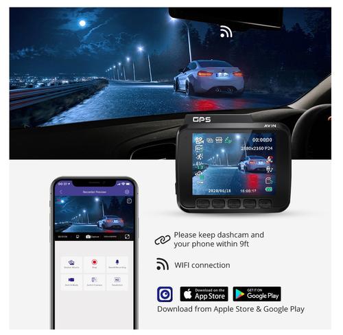 Gs63H 4K Ultra Hd 2160P Car Dash Cam With Wifi &amp; Gps Night Vision Car Dvr
