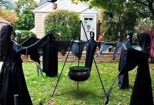 Halloween Witches Cauldron On Tripod – Large Witches Cauldron With Lights Mesh – Halloween Decorations Outdoor photo review