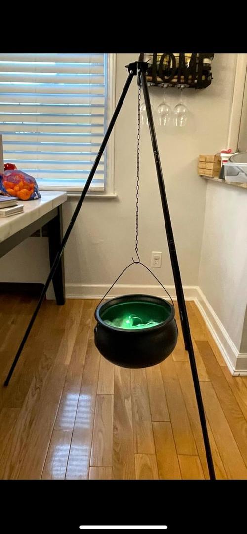 Halloween Witches Cauldron On Tripod – Large Witches Cauldron With Lights Mesh – Halloween Decorations Outdoor photo review