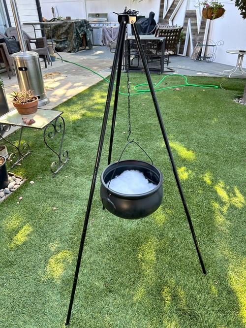 Halloween Witches Cauldron On Tripod – Large Witches Cauldron With Lights Mesh – Halloween Decorations Outdoor photo review