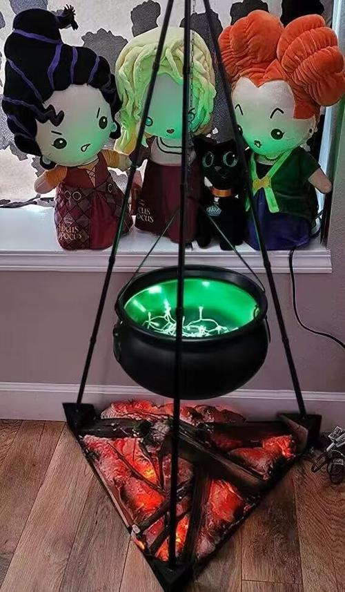 Halloween Witches Cauldron On Tripod – Large Witches Cauldron With Lights Mesh – Halloween Decorations Outdoor photo review