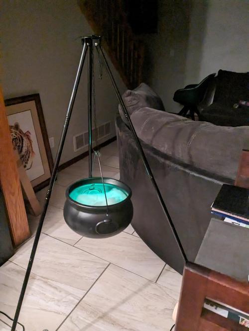 Halloween Witches Cauldron On Tripod – Large Witches Cauldron With Lights Mesh – Halloween Decorations Outdoor photo review