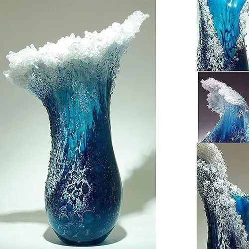 Handmade Resin Sea Wave Vase - Modern Home Decor