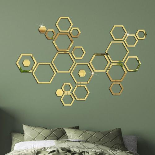 Hexagon 3D Mirror Wall Stickers for Living Room Bedroom Honeycomb Decor