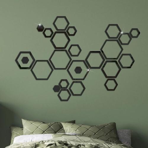 Hexagon 3D Mirror Wall Stickers for Living Room Bedroom Honeycomb Decor