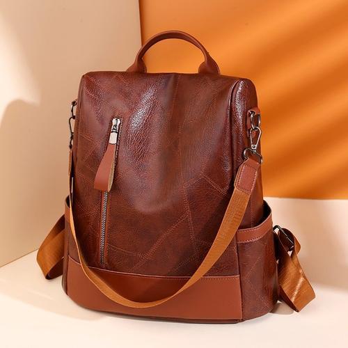 High-Quality Women's Leather Backpack with Large Capacity and Anti-Theft Design