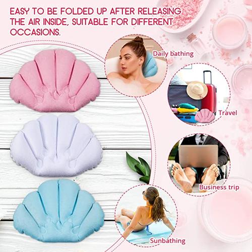 Household inflatable bath pillow with suction cup bath pillow