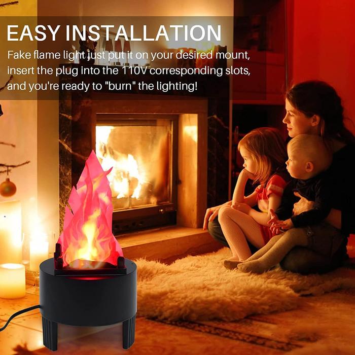 3D Fake Flame Lamp, Electric Campfire Artificial Flickering Flame, Table Lamp Fake Fire Light Realistic Flame