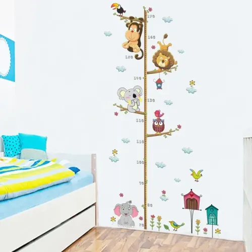 Lovely Animal Growth Chart Wall Sticker for Kids Room Decoration