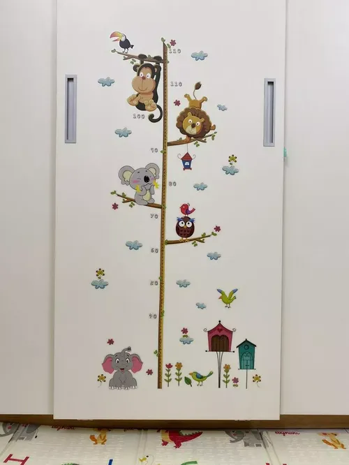 Lovely Animal Growth Chart Wall Sticker for Kids Room Decoration photo review