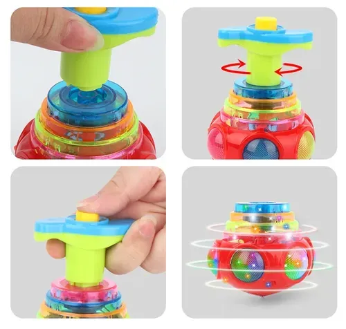 Luminous Rotating Gyro Fidget Spinner with Light and Music for Kids