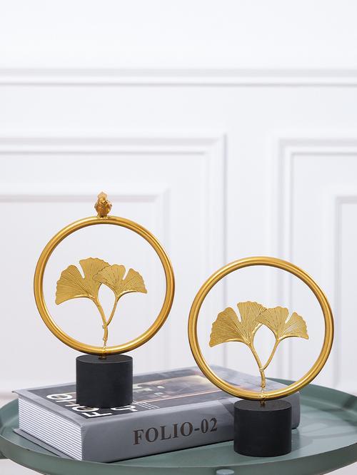 Luxury Nordic Gold Ginkgo Leaf Sculpture for Living Room Decor