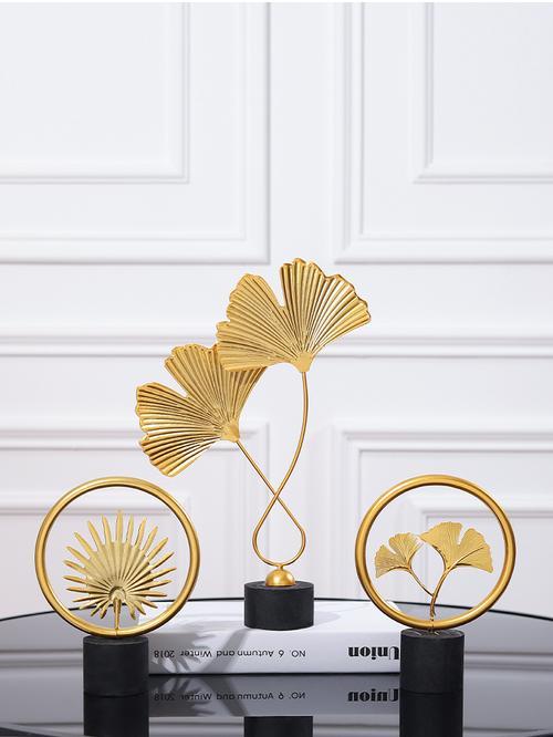 Luxury Nordic Gold Ginkgo Leaf Sculpture for Living Room Decor