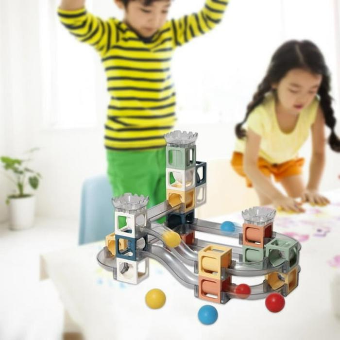 Marble Run for Kids, Magnetic Building Toy Stacking Block Sets, STEM Activities for Kids, Marble Maze Montessori Toys