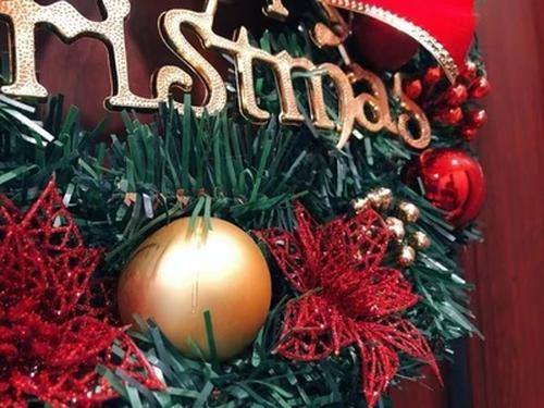 Merry Christmas Red Round Backdrop with Elastic Prop for Family Party Photography photo review