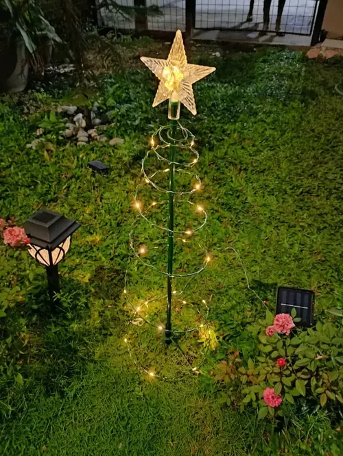 Merrylite Solar Powered Metal Christmas Tree Decoration photo review