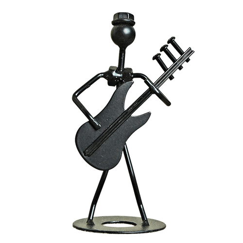 Metal Musician Guitar Player Statue for Home Decor