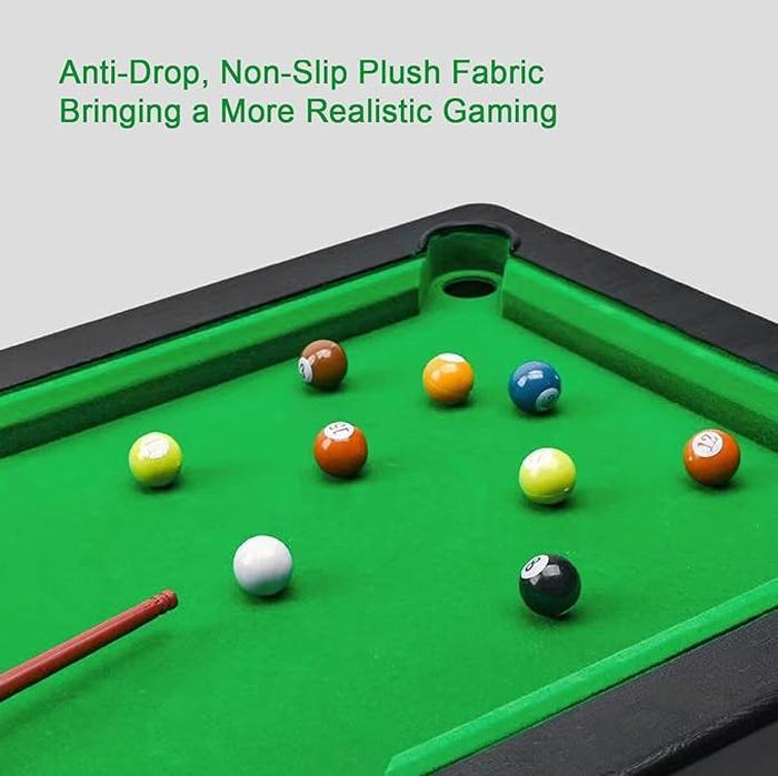 Mini Pool Table For Kids With 2 Pool Cues, Set Of Billiard Balls And Rack - Complete Small Pool Table Set For Children - Great Gift Idea For Boys And Girls