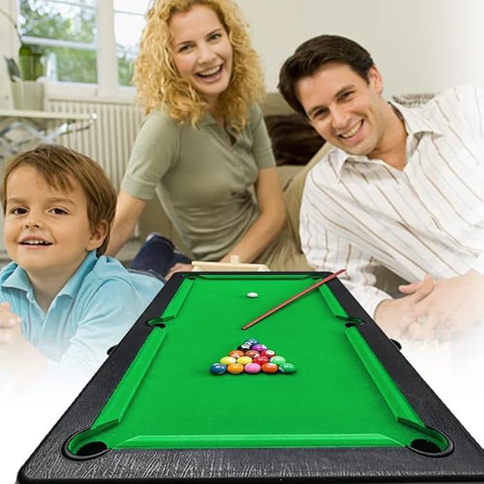 Mini Pool Table For Kids With 2 Pool Cues, Set Of Billiard Balls And Rack - Complete Small Pool Table Set For Children - Great Gift Idea For Boys And Girls