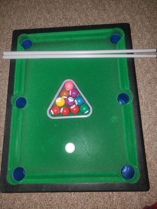 Mini Pool Table For Kids With 2 Pool Cues, Set Of Billiard Balls And Rack, Complete Small Pool Table Set For Children photo review