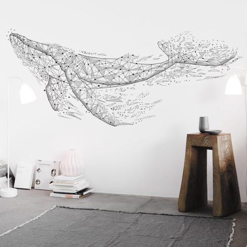 Minimalist 3D Whale Wall Stickers for Living Room Decor